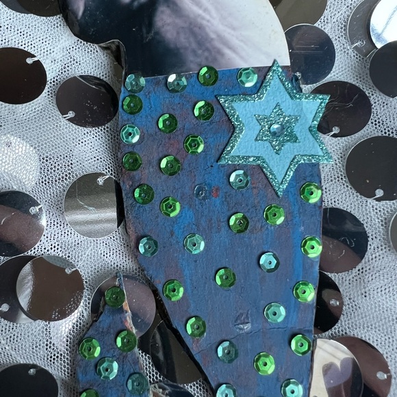 handcrafted wall plaque mixed media mermaid Victorian stars - Picture 5 of 6